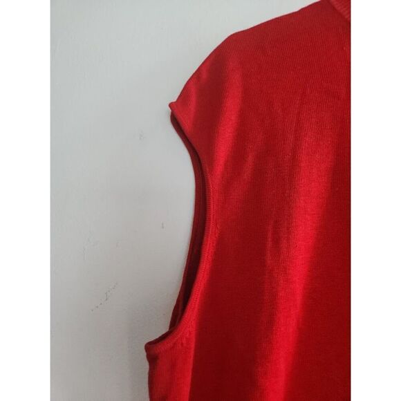 Coldwater Creek Women Red Silk/Cotton Blend Sleeveless Mock Neck Sweater size 1X - Picture 2 of 7